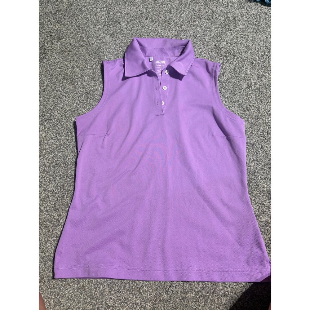 Adidas womens small purple gold polo tank